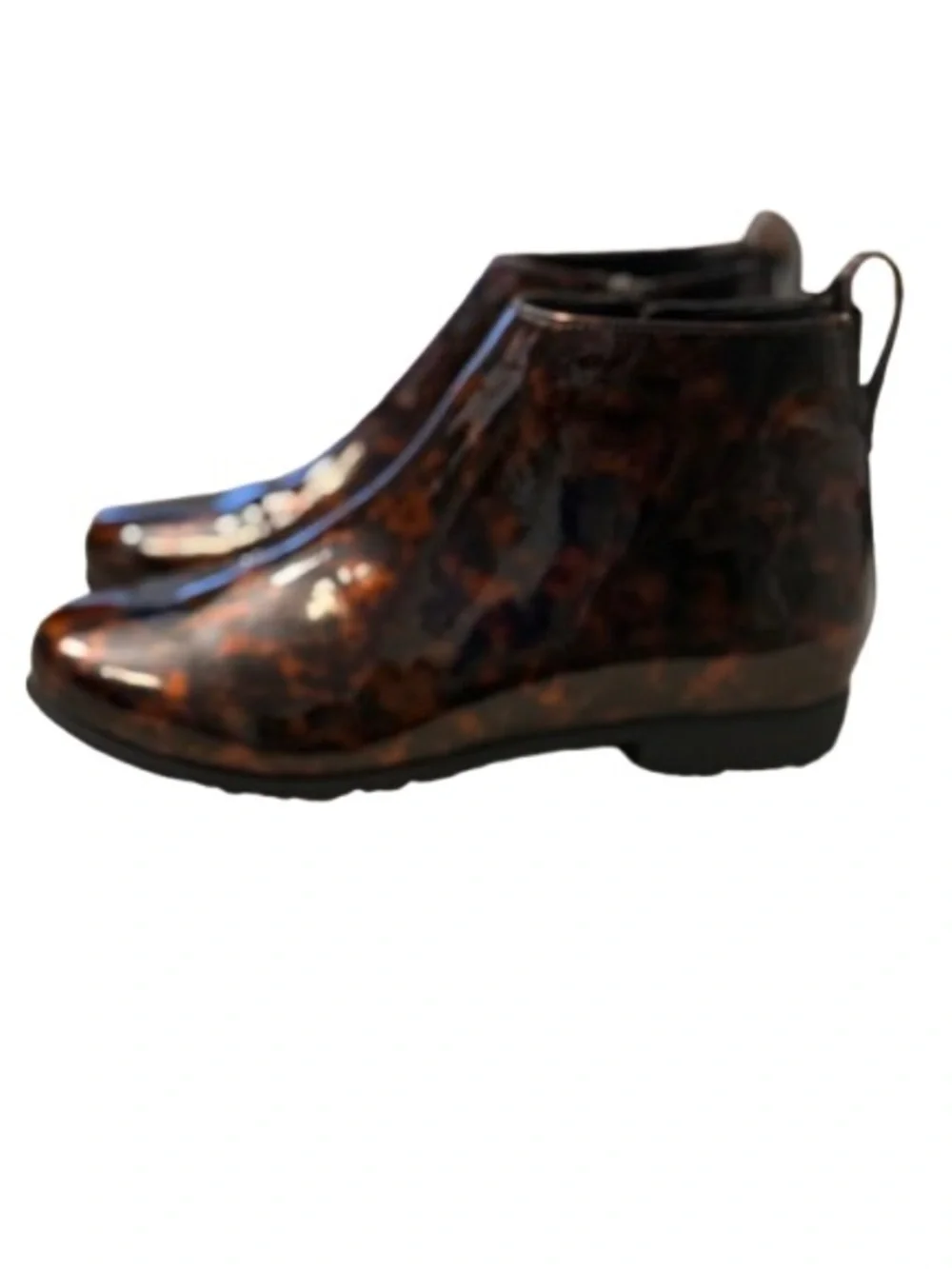Aerosoles Spencer Tortoiseshell Rain Boots Women 7M Ankle Zip Waterproof NWOB